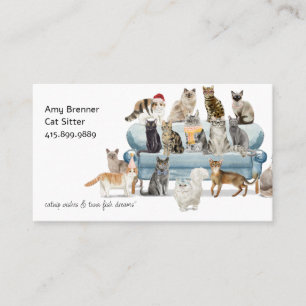 Cat Sitter Watercolor Business Card Visitenkarte
