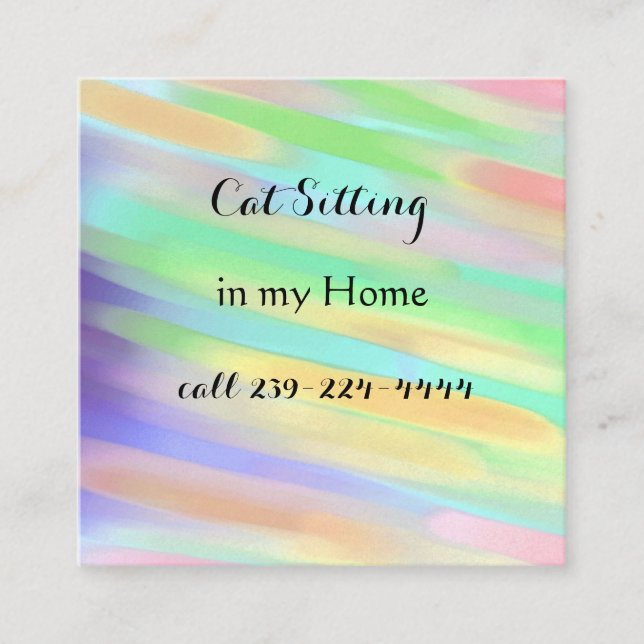 Cat Sitting Business Card Quadratische Visitenkarte (Vorderseite)