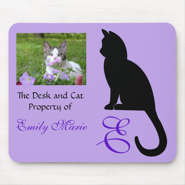Cat Sitting Silhouette: Mousepad (Vorne)