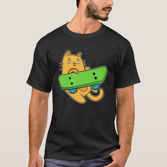 Cat Skateboarder Hobbyist T-Shirt (Vorderseite)