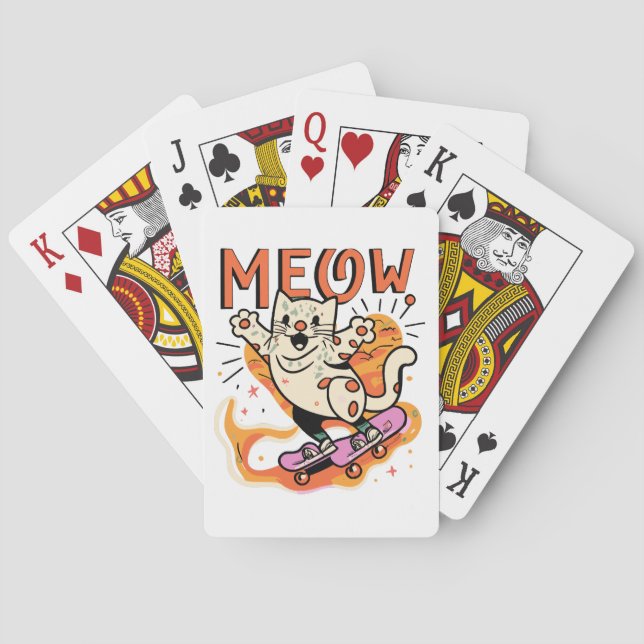 Cat Skaten Meow Spielkarten (Rückseite)