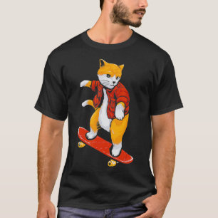 Cat Skater Cat Skateboard Katze Love in Liebe Hund T-Shirt