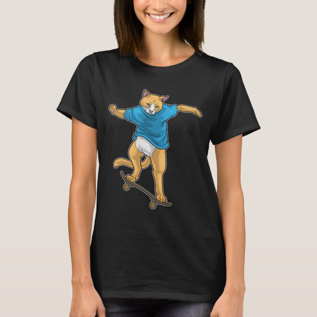 Cat Skater Skateboard T-Shirt (Vorderseite)