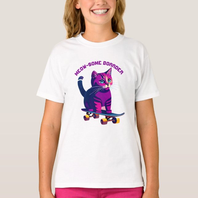 Cat Skater Skateboard T - Shirt (Vorderseite)