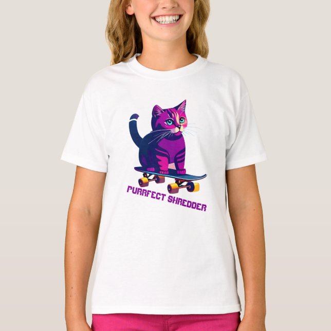 Cat Skater Skateboard T - Shirt (Vorderseite)