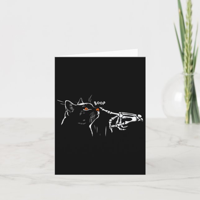 Cat Skeleton Hand Boop Halloween Mädchen Frauen K Karte (Vorderseite)
