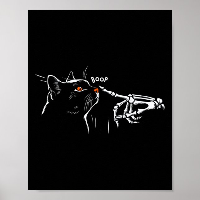 Cat Skeleton Hand Boop Halloween Mädchen Frauen K Poster (Vorne)