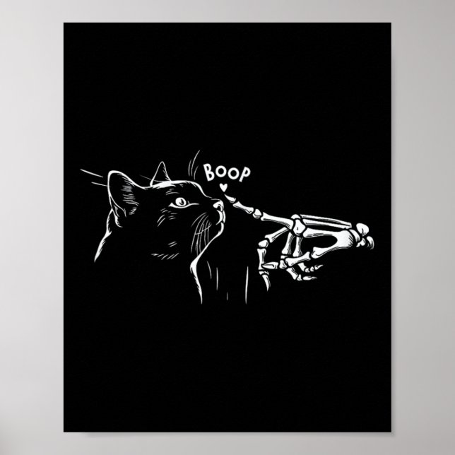 Cat Skeleton Hand Boop Halloween Mädchen Frauen K Poster (Vorne)