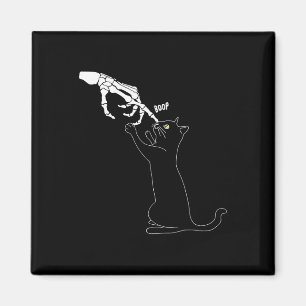 Cat Skeleton Hand Boop Katze Nase Funny Halloween  Magnet