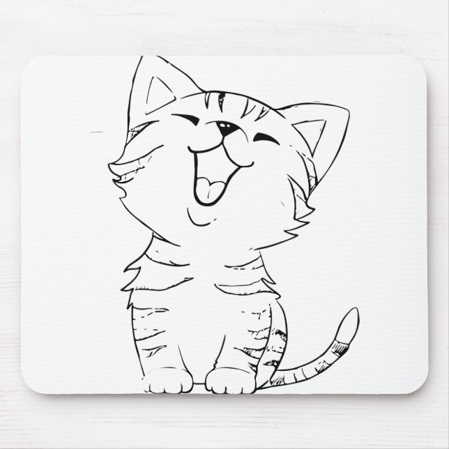 Cat Sketch Zeichnend Graphic Arts Kitten Silhouett Mousepad (Vorne)