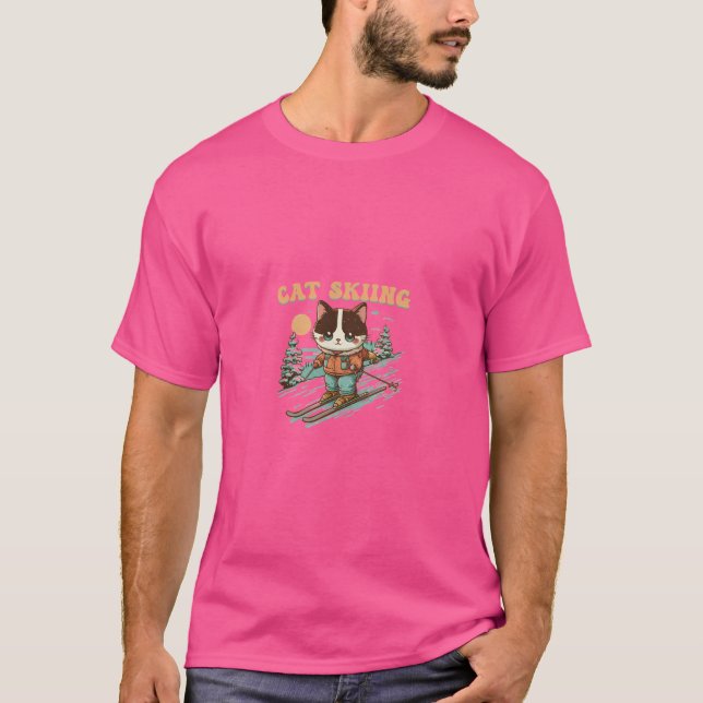 Cat Ski and Snowboarden Spaß T-Shirt (Vorderseite)