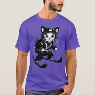 Cat Skiing Webering Black Ski Anzug T-Shirt