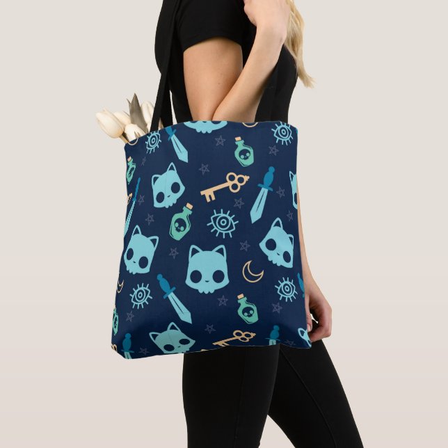 Cat Skull Dark Blue Blue Skulls Muster Pet (Von Nahem)