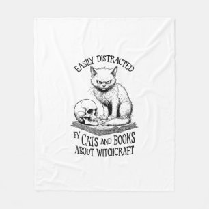 Cat Skull Halloween Leicht abgelenktes Sonnenbuch Fleecedecke