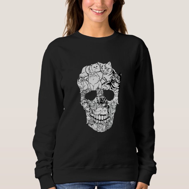 Cat Skull Kitty Skeleton Halloween Costume Skull C Sweatshirt (Vorderseite)