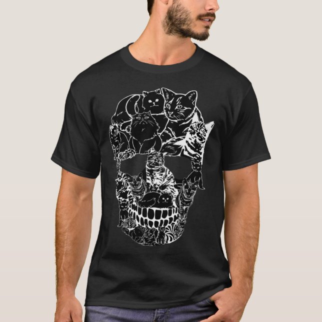 Cat Skull   Kitty Skeleton Halloween Costume Skull T-Shirt (Vorderseite)