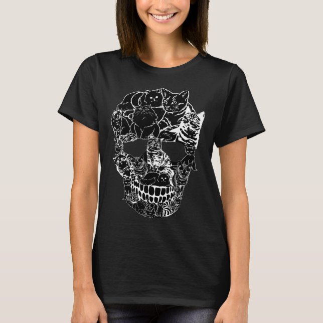 Cat Skull   Kitty Skeleton Halloween Costume Skull T-Shirt (Vorderseite)