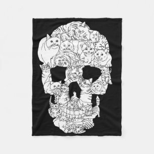 Cat Skull Kitty Skeleton Halloween Goth Punk Emo G Fleecedecke