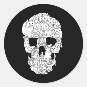 Cat Skull Kitty Skeleton Halloween Goth Punk Emo G Runder Aufkleber