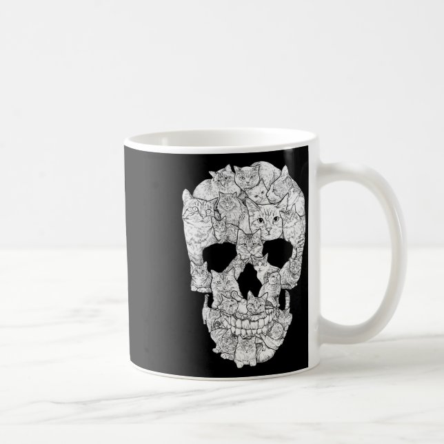 Cat Skull - Kitty Skeleton Halloween Kostüm Idee Kaffeetasse (Rechts)
