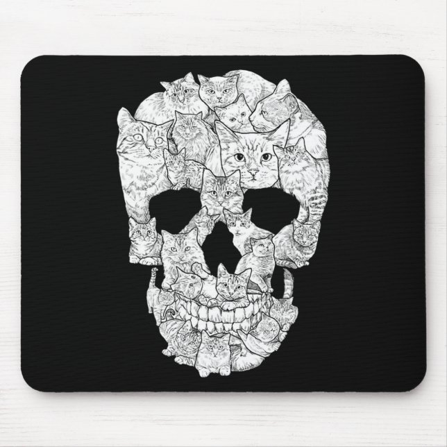 Cat Skull - Kitty Skeleton Halloween Kostüm Idee Mousepad (Vorne)