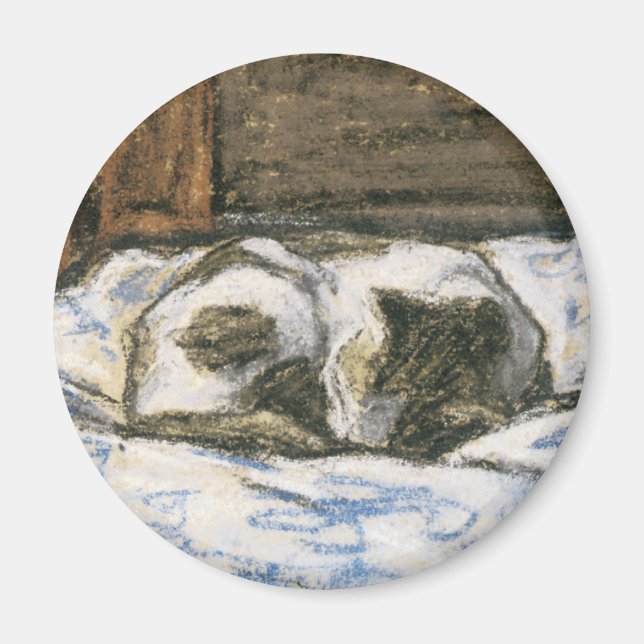 Cat Sleeping auf einem Bett von Claude Monet Magnet (Vorne)