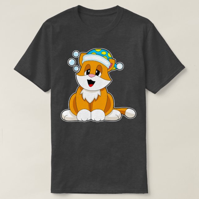 Cat Sleeping Nightcap T-Shirt (Design vorne)
