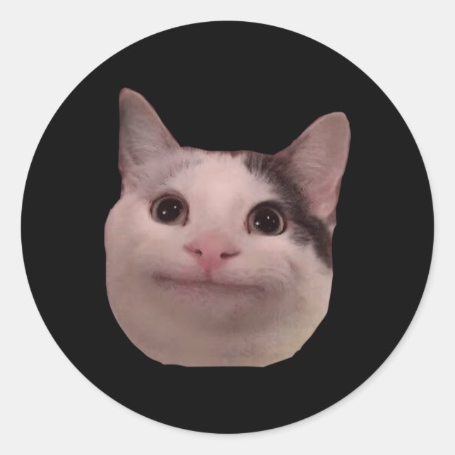 Cat Smiling Cat Beluga Runder Aufkleber (Vorderseite)
