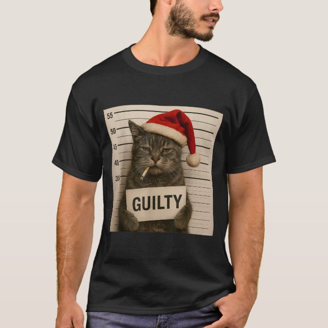 Cat Smoking Cigarette Christmas Funny Meme Cat  T-Shirt (Vorderseite)