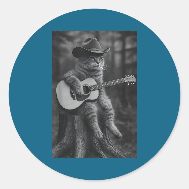 Cat Smoking Cigarette Racoon Ossum Funny Meme Cowb Runder Aufkleber (Vorderseite)