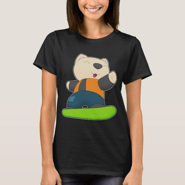 Cat Snowboard Wintersport T-Shirt (Vorderseite)