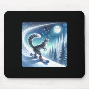 Cat Snowboarden Frostig Slope. Schnee Mousepad