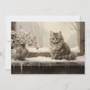 Cat Snowy Winter Frohe Weihnachten