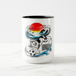 Cat Soccer Mugs Gifts for Pet Lovers & Sports Fans Tasse