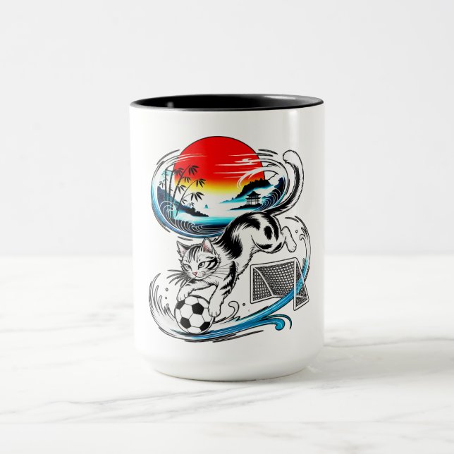 Cat Soccer Mugs Gifts for Pet Lovers & Sports Fans Tasse (Zentrum)