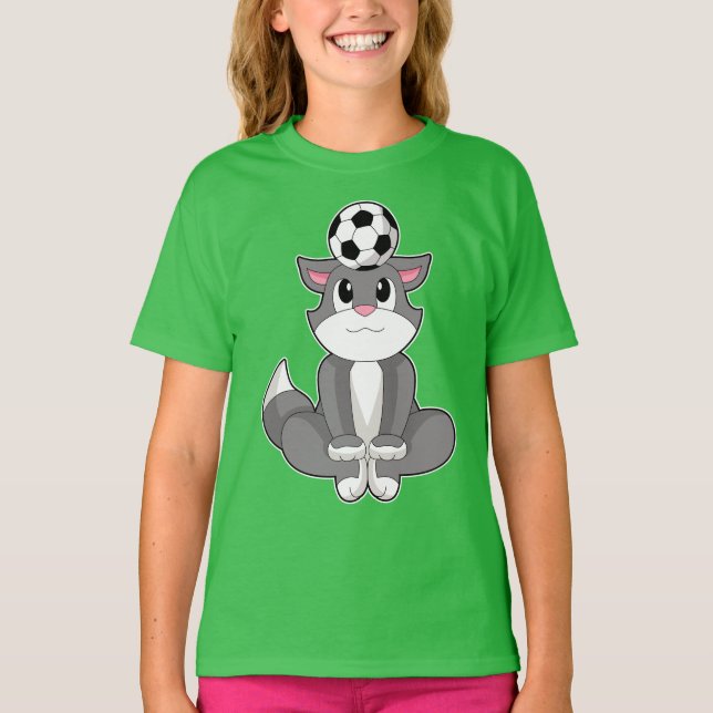 Cat Soccer player Soccer T-Shirt (Vorderseite)