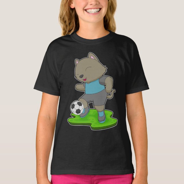 Cat Soccer player Soccer T-Shirt (Vorderseite)