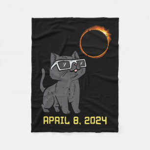 Cat Solar Eclipse 2024 Totalität April 8 Frauen Mä Fleecedecke