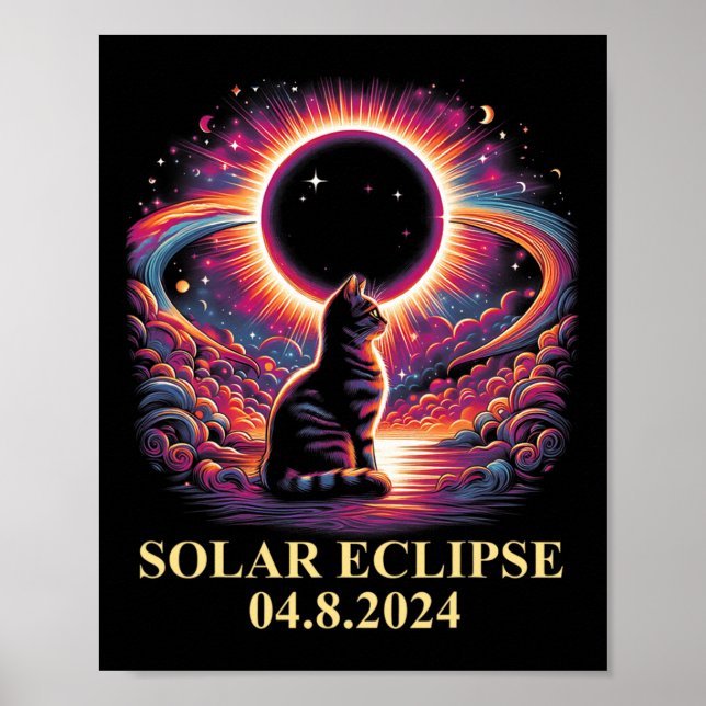 Cat Solar Eclipse 2024 Totality April 8 Männer Fra Poster (Vorne)