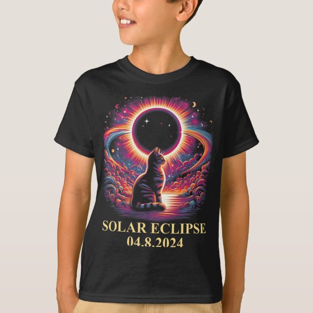 Cat Solar Eclipse 2024 Totality April 8 Männer Fra T-Shirt (Vorderseite)
