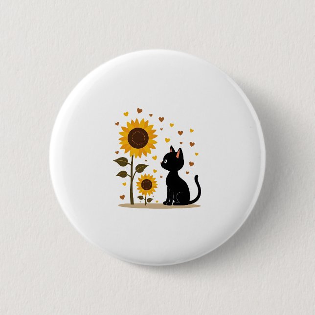Cat Sonnenblume Weihnachtsbaum Sonnenblume Katze L Button (Vorderseite)