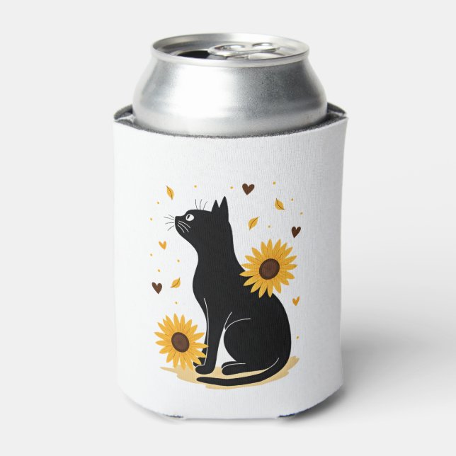Cat Sonnenblume Weihnachtsbaum Sonnenblume Katze L Dosenkühler (Kanne Vorderseite)