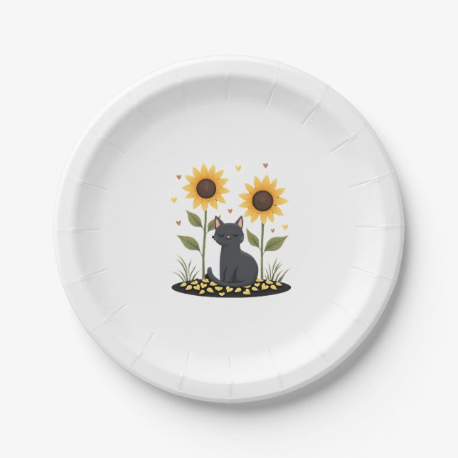 Cat Sonnenblume Weihnachtsbaum Sonnenblume Katze L Pappteller (Vorderseite)