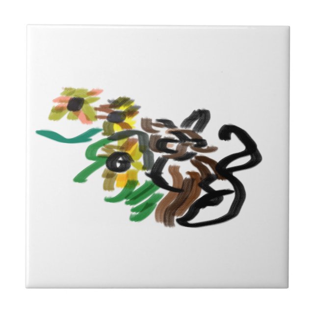 Cat Sonnenblumen Fliese (Vorderseite)