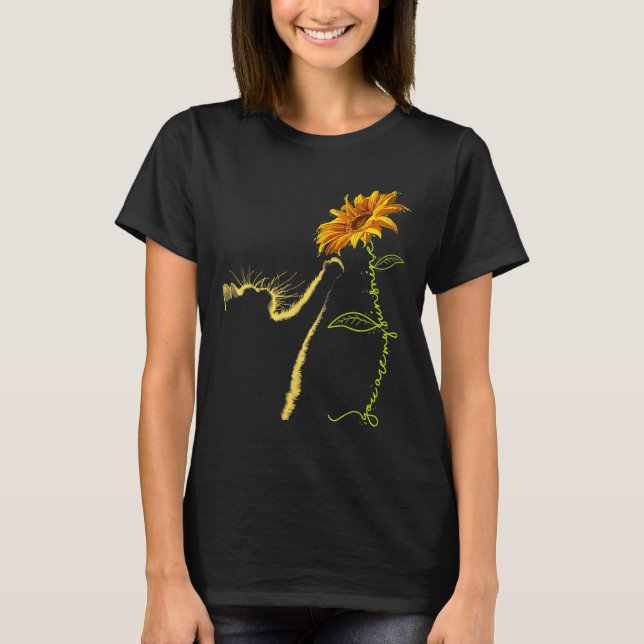 Cat Sonnenblumen Geschenke für Katzen Liebhaber T-Shirt (Vorderseite)