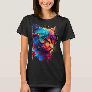 Cat Sonnenbrille Herz Niedlich Kitten Katze T-Shirt