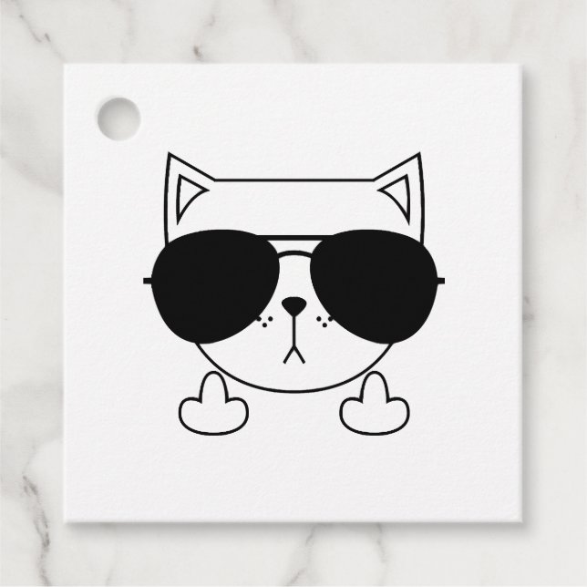 Cat Sonnenbrille Middle Finger Geschenkanhänger (Vorderseite)