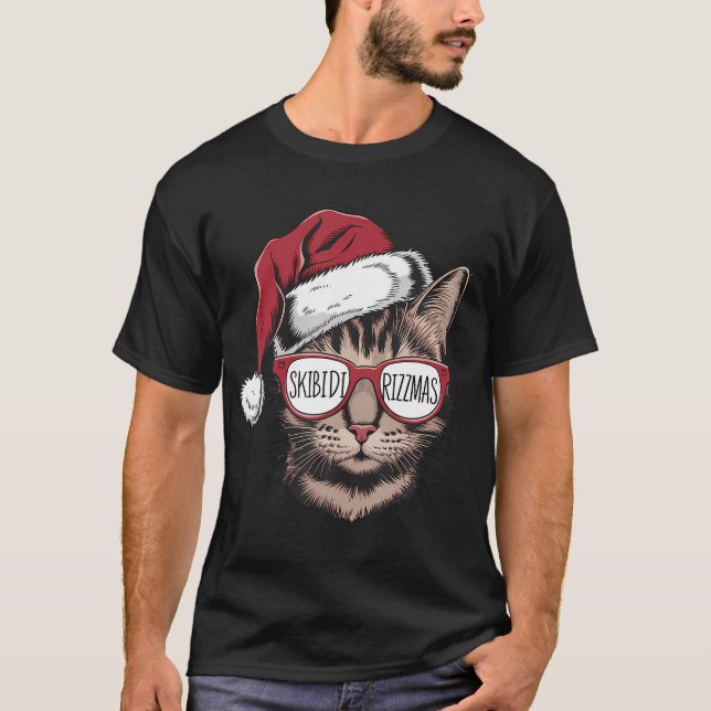 Cat Sonnenbrille Skibidi Rizzmas Weihnachten Rizz  T-Shirt (Vorderseite)