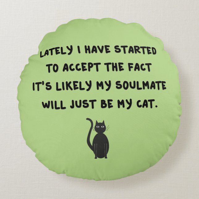 Cat Soulmate Rundes Kissen (Vorderseite)
