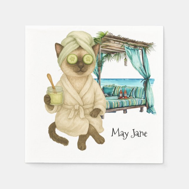 Cat Spa themed for Siamese Cat Lovers Serviette (Vorderseite)